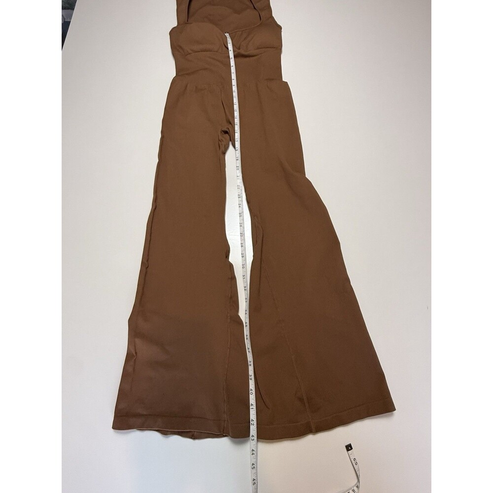 Y2K Brown Corset Bustier Wide Leg Jumpsuit Bodycon Stretchy Women’s L - Picture 5 of 7